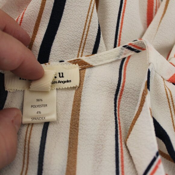 Monteau Blouse Striped Tie Back Classic Size Small Pre-Loved Good Condition - Picture 13 of 14